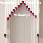 White floral door toran with lotus and gajra design – festive bandanwar for home entrance decor