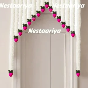 White floral door toran with lotus and gajra design – festive bandanwar for home entrance decor
