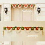 Utsav Toran – Multicolor red and green festive door hanging with pearl motifs and white garlands for home entrance décor