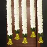Nestaariya Gajra Strings with Bells Pack of 6 – off-white jasmine gajra hangings with golden bells for pooja and festive décor