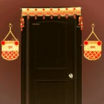 Nestaariya red and gold premium toran with matching Shubh Labh hangings – handcrafted festive door decoration