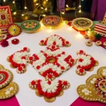 White & Gold Flower Rangoli