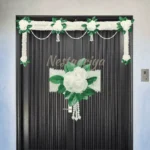 Nestaariya White Rose Door Toran with pearls and green leaves – elegant white floral bandhanwar for home entrance